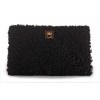 Afghan Karakul Fur Clutch with Leather and Light Gold Closure 